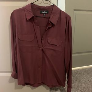 Lulus Lucille Washed Burgundy Long Sleeve Button-Up Top